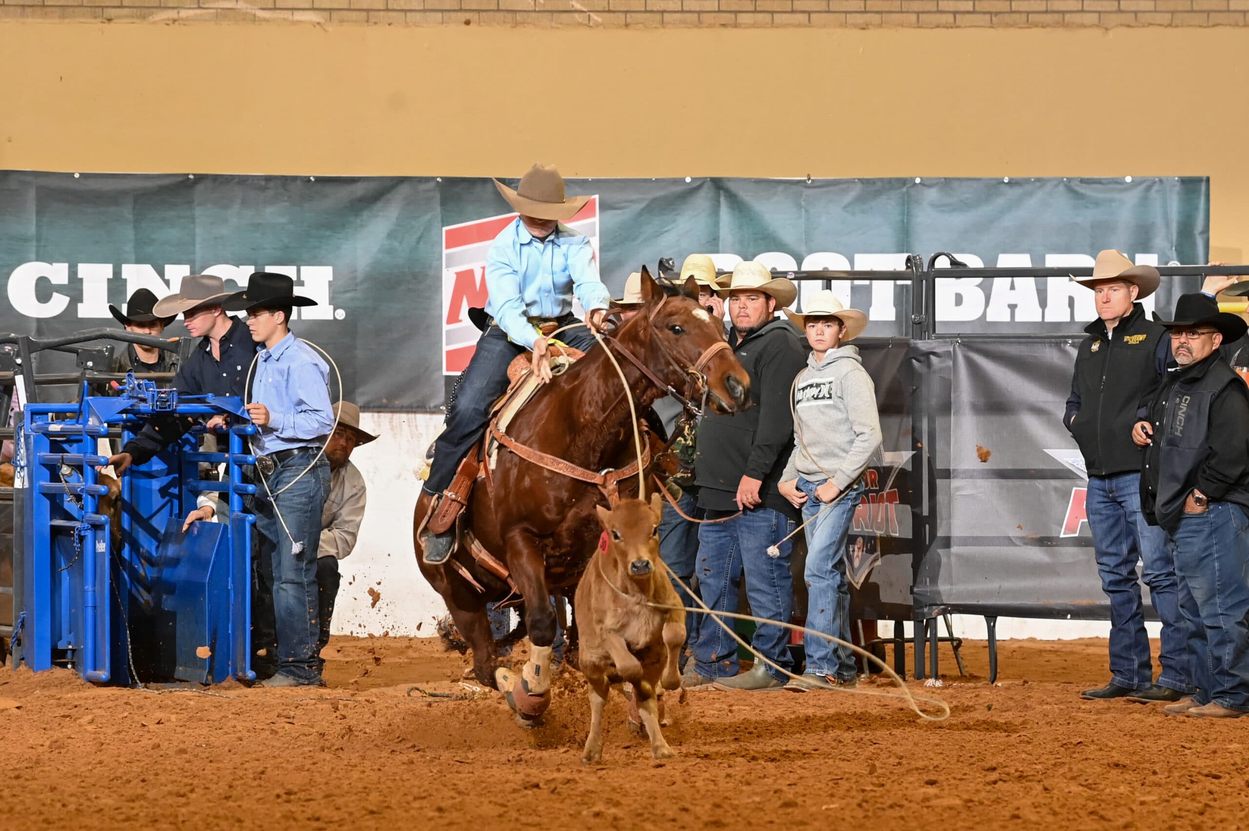 Caul Cavataio rode Jill Tanner's horse "Three" to the Hooey Jr. Patriot 12 and Under Breakaway Jackpot Championship.