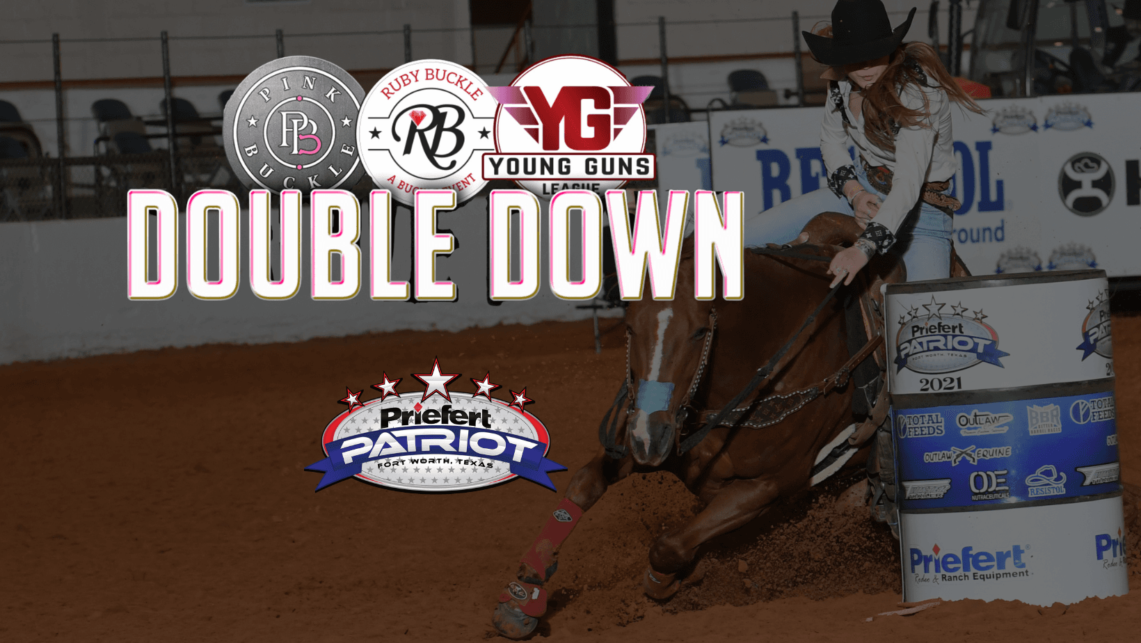 Barrel racer at The Patriot advertising Double-Down sidepot