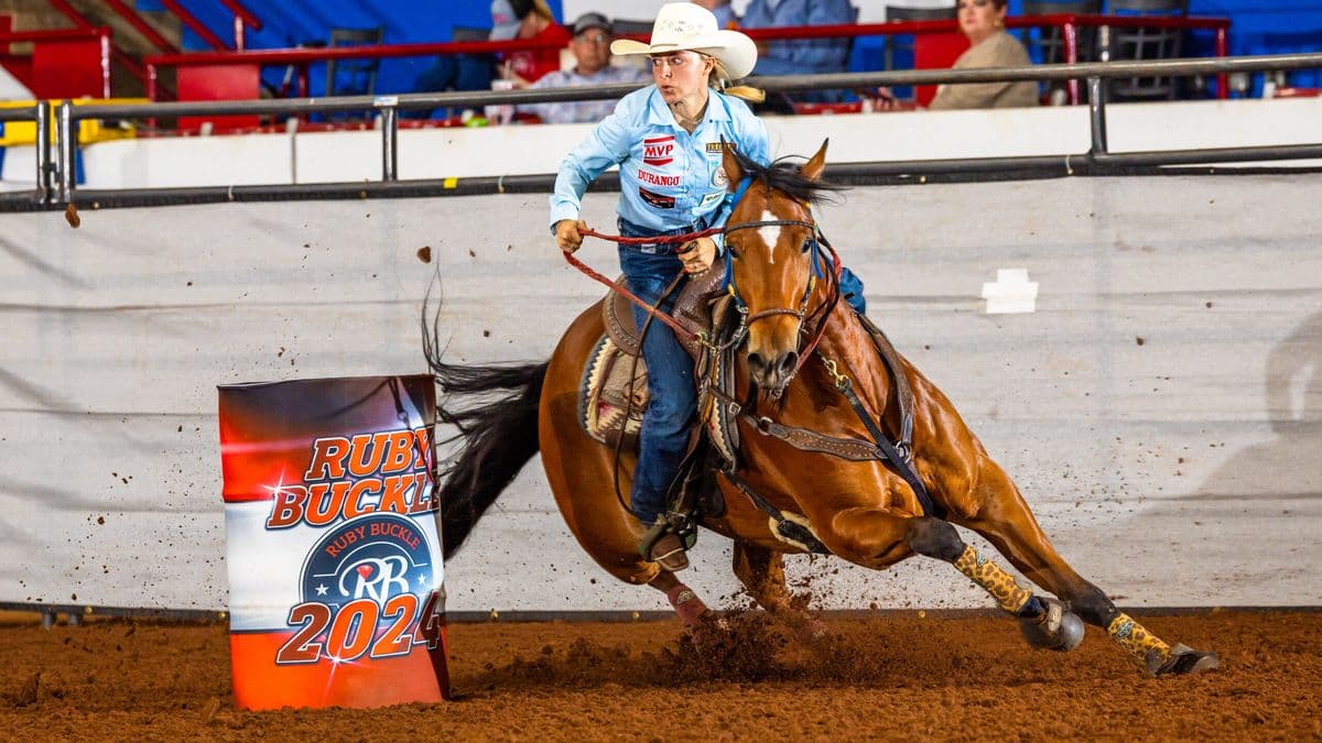 Elaina McKinney and EP I See barrel racing