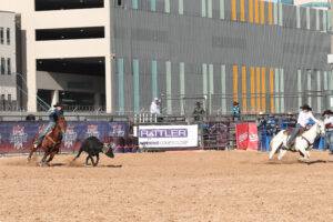 Carson Sonnier and Colton Clayton won the 2024 Hooey Jr. Patriot Open at the Plaza in Las Vegas for $2,400, thanks to a 4.83 in the Finals